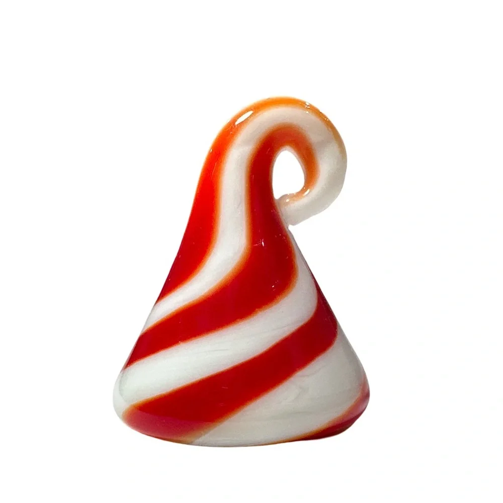 Murano Glass Red White Swirl Ornament Pendant